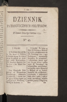 Dziennik Patryotycznych Politykow. 1793, nr 43