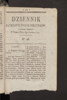 Dziennik Patryotycznych Politykow. 1793, nr 46