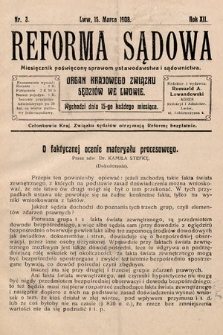 Reforma Sądowa : miesięcznik poświęcony nowym ustawom procesowym. 1908, nr 3