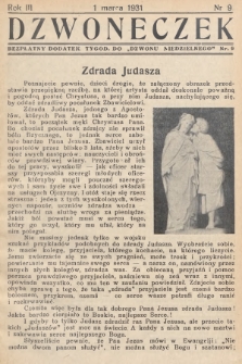 Dzwoneczek : bezpłatny dodatek tygodniowy do „Dzwonu Niedzielnego". 1931, nr 9