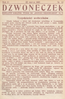 Dzwoneczek : bezpłatny dodatek tygodniowy do „Dzwonu Niedzielnego". 1931, nr 12