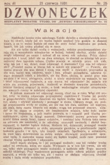 Dzwoneczek : bezpłatny dodatek tygodniowy do „Dzwonu Niedzielnego". 1931, nr 25
