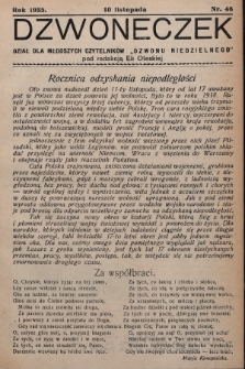 Dzwoneczek : dział dla młodszych czytelników „Dzwonu Niedzielnego". 1935, nr 46