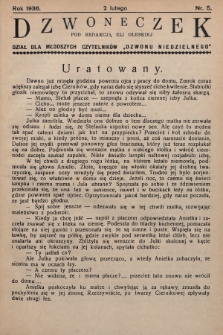 Dzwoneczek : dział dla młodszych czytelników „Dzwonu Niedzielnego". 1936, nr 5