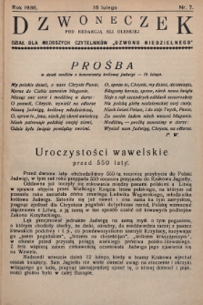 Dzwoneczek : dział dla młodszych czytelników „Dzwonu Niedzielnego". 1936, nr 7