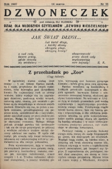 Dzwoneczek : dział dla młodszych czytelników „Dzwonu Niedzielnego". 1937, nr 11