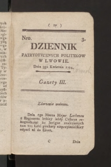 Dziennik Patryotycznych Politykow we Lwowie. 1794, nr  3