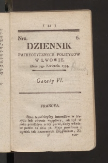 Dziennik Patryotycznych Politykow we Lwowie. 1794, nr  6