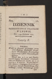 Dziennik Patryotycznych Politykow we Lwowie. 1794, nr  11