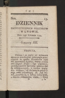 Dziennik Patryotycznych Politykow we Lwowie. 1794, nr  13