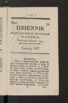 Dziennik Patryotycznych Politykow we Lwowie. 1794, nr  15