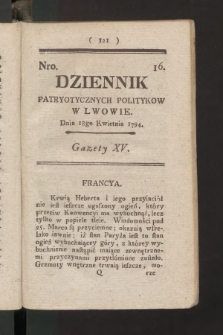 Dziennik Patryotycznych Politykow we Lwowie. 1794, nr  16
