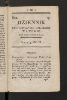 Dziennik Patryotycznych Politykow we Lwowie. 1794, nr  19