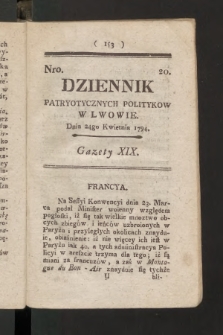 Dziennik Patryotycznych Politykow we Lwowie. 1794, nr  20