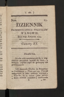 Dziennik Patryotycznych Politykow we Lwowie. 1794, nr  21