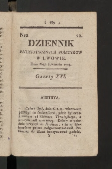 Dziennik Patryotycznych Politykow we Lwowie. 1794, nr  22