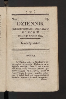 Dziennik Patryotycznych Politykow we Lwowie. 1794, nr  23