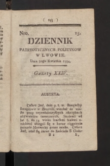 Dziennik Patryotycznych Politykow we Lwowie. 1794, nr  25