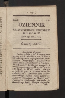 Dziennik Patryotycznych Politykow we Lwowie. 1794, nr  27