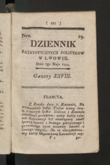 Dziennik Patryotycznych Politykow we Lwowie. 1794, nr  29