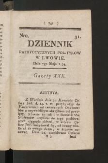 Dziennik Patryotycznych Politykow we Lwowie. 1794, nr  31