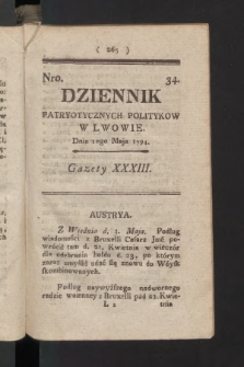 Dziennik Patryotycznych Politykow we Lwowie. 1794, nr  34
