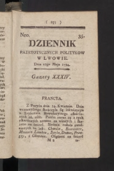 Dziennik Patryotycznych Politykow we Lwowie. 1794, nr  35