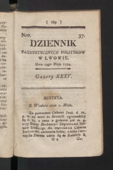 Dziennik Patryotycznych Politykow we Lwowie. 1794, nr  37