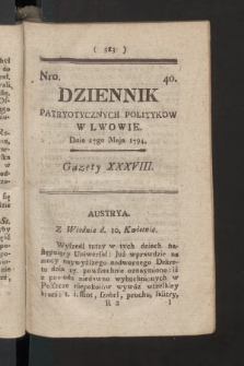 Dziennik Patryotycznych Politykow we Lwowie. 1794, nr  40