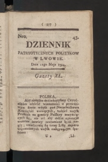 Dziennik Patryotycznych Politykow we Lwowie. 1794, nr  43