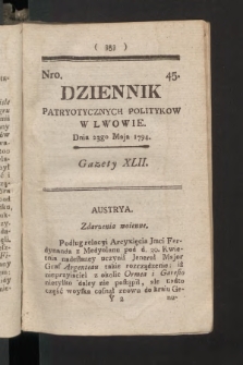 Dziennik Patryotycznych Politykow we Lwowie. 1794, nr  45