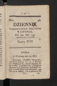 Dziennik Patryotycznych Politykow we Lwowie. 1794, nr  46