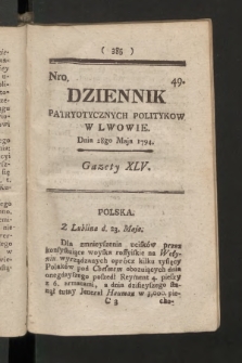 Dziennik Patryotycznych Politykow we Lwowie. 1794, nr  49