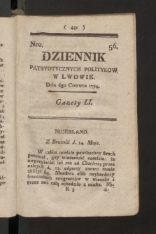 Dziennik Patryotycznych Politykow we Lwowie. 1794, nr  56