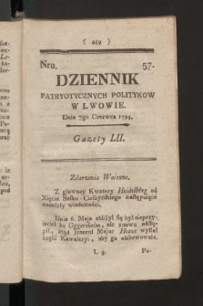 Dziennik Patryotycznych Politykow we Lwowie. 1794, nr  57
