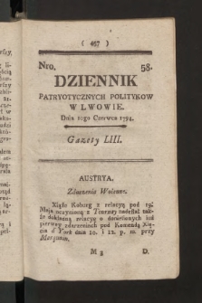 Dziennik Patryotycznych Politykow we Lwowie. 1794, nr  58