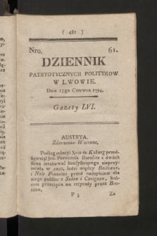 Dziennik Patryotycznych Politykow we Lwowie. 1794, nr  61