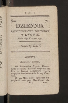 Dziennik Patryotycznych Politykow we Lwowie. 1794, nr  71
