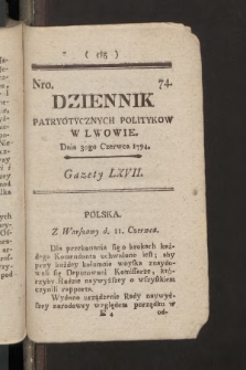 Dziennik Patryotycznych Politykow we Lwowie. 1794, nr  74