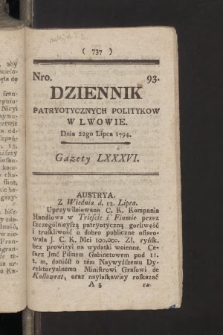 Dziennik Patryotycznych Politykow we Lwowie. 1794, nr  93