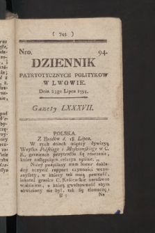 Dziennik Patryotycznych Politykow we Lwowie. 1794, nr  94