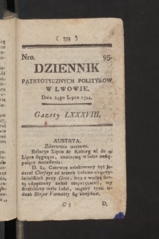 Dziennik Patryotycznych Politykow we Lwowie. 1794, nr  95