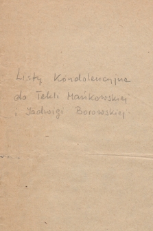 Korespondencja Leona Mańkowskiego z lat 1871-1909. T. 25, r. 1901