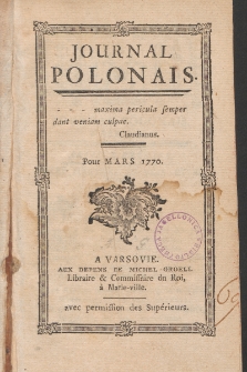 Journal Polonais. Mars 1770