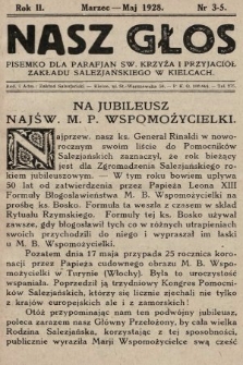 Nasz Głos : pisemko dla parafjan Św. Krzyża i przyjaciół Zakładu Salezjańskiego w Kielcach. 1928, nr 3-5