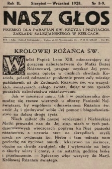 Nasz Głos : pisemko dla parafjan Św. Krzyża i przyjaciół Zakładu Salezjańskiego w Kielcach. 1928, nr 8-9