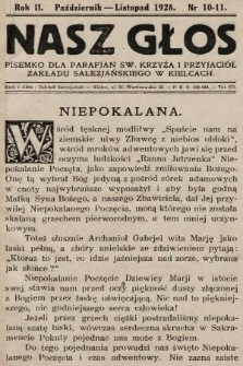 Nasz Głos : pisemko dla parafjan Św. Krzyża i przyjaciół Zakładu Salezjańskiego w Kielcach. 1928, nr 10-11