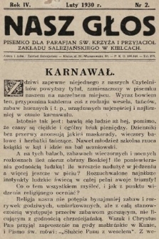 Nasz Głos : pisemko dla parafjan Św. Krzyża i przyjaciół Zakładu Salezjańskiego w Kielcach. 1930, nr 2