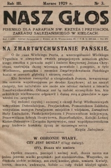 Nasz Głos : pisemko dla parafjan Św. Krzyża i przyjaciół Zakładu Salezjańskiego w Kielcach. 1929/1930, nr 3