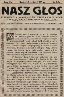 Nasz Głos : pisemko dla parafjan Św. Krzyża i przyjaciół Zakładu Salezjańskiego w Kielcach. 1929/1930, nr 4-5